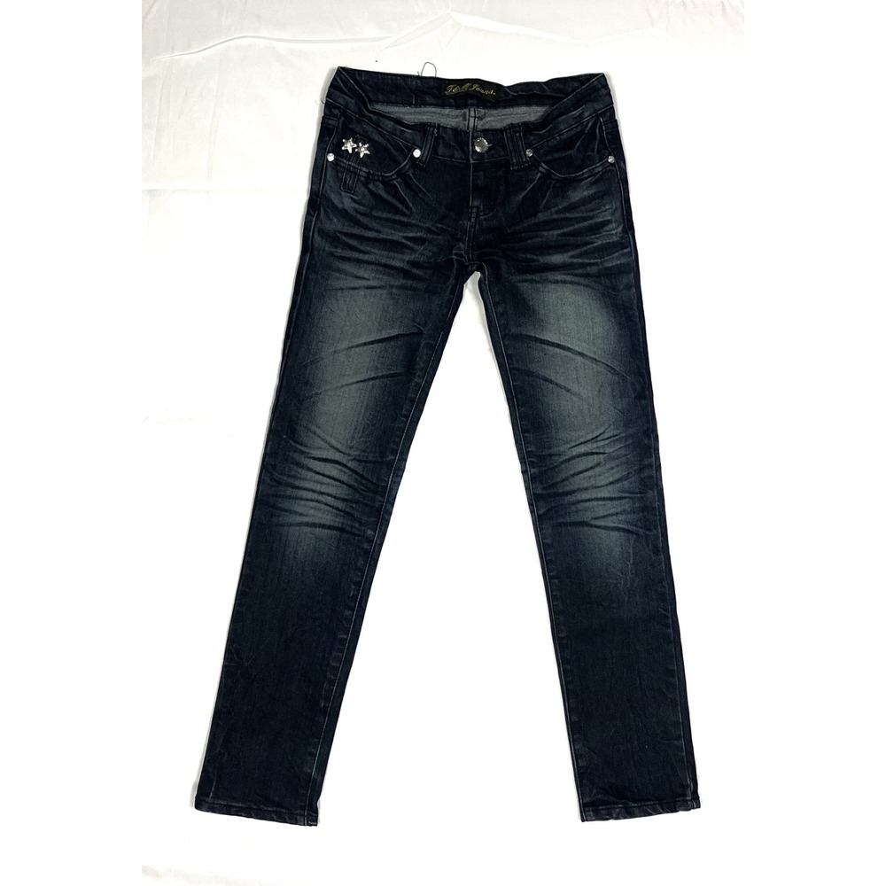 T&M Jeans By Christian Audigier Sz 27 Embellished Y2K Star Rhinestone Dark Wash